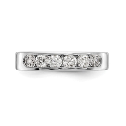 14K White Gold 6 Stone 3/4 Carat Round Diamond Complete Channel Band
