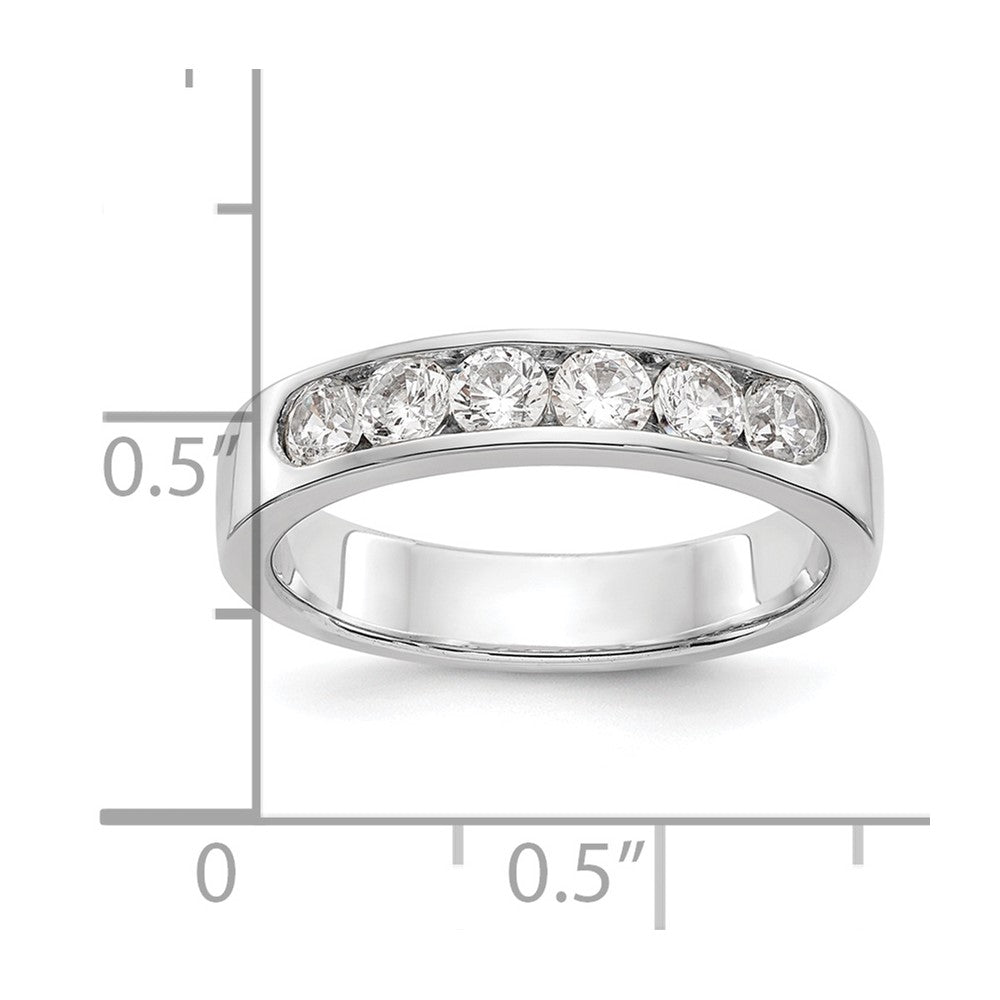14K White Gold 6 Stone 3/4 Carat Round Diamond Complete Channel Band