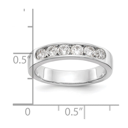 14K White Gold 6 Stone 3/4 Carat Round Diamond Complete Channel Band