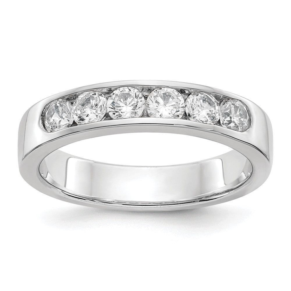 14K White Gold 6 Stone 3/4 Carat Round Diamond Complete Channel Band