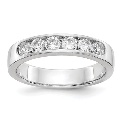 14K White Gold 6 Stone 3/4 Carat Round Diamond Complete Channel Band