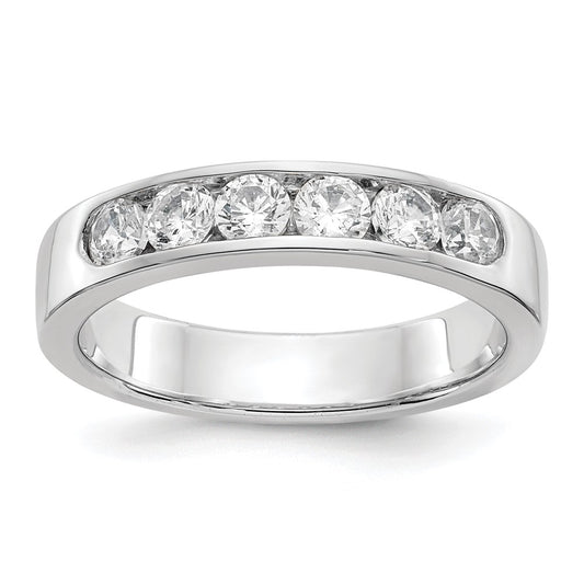 14K White Gold 6 Stone 3/4 Carat Round Diamond Complete Channel Band