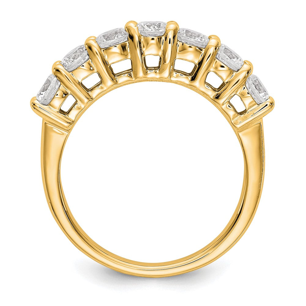 0.80ct. CZ Solid Real 14K Yellow Gold 7-Stone Wedding Band Ring