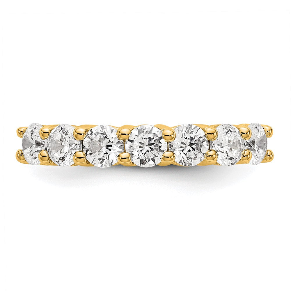 0.80ct. CZ Solid Real 14K Yellow Gold 7-Stone Wedding Band Ring