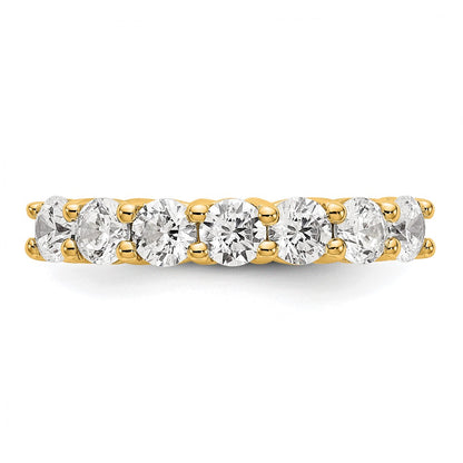 0.80ct. CZ Solid Real 14K Yellow Gold 7-Stone Wedding Band Ring