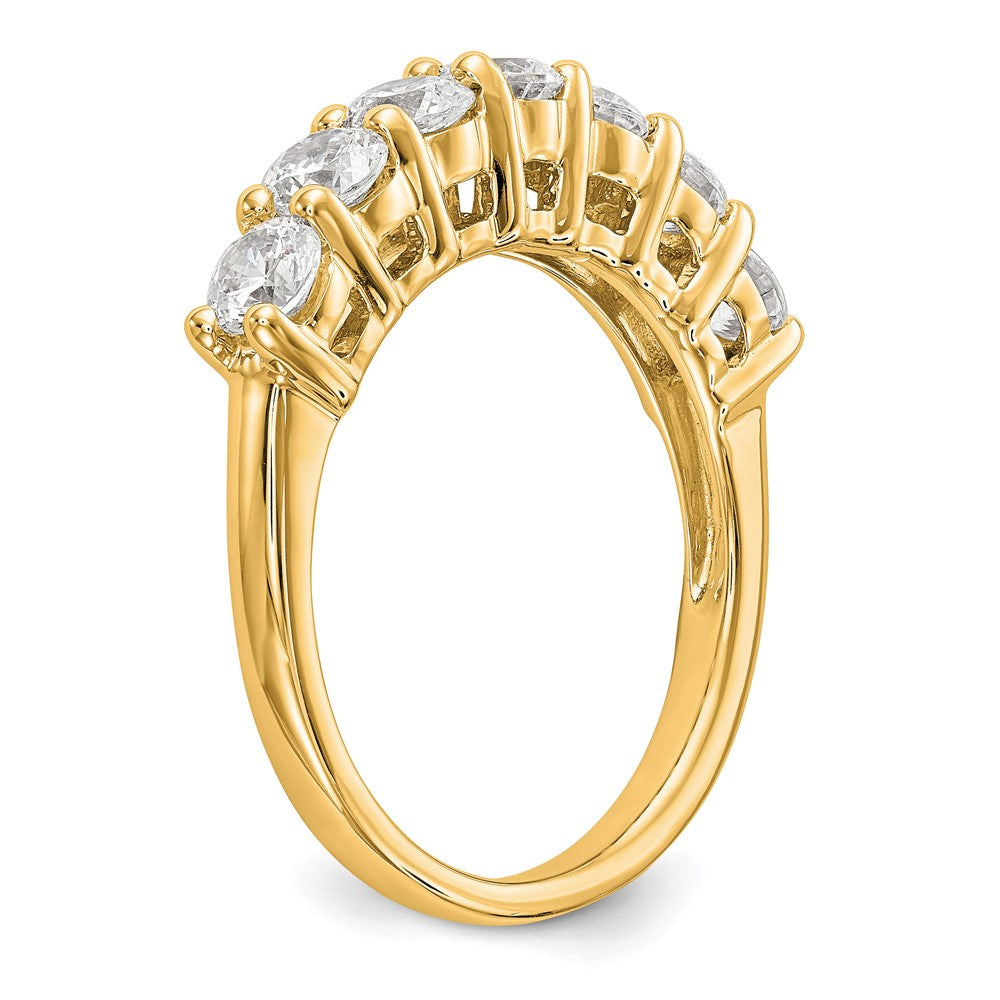 0.80ct. CZ Solid Real 14K Yellow Gold 7-Stone Wedding Band Ring
