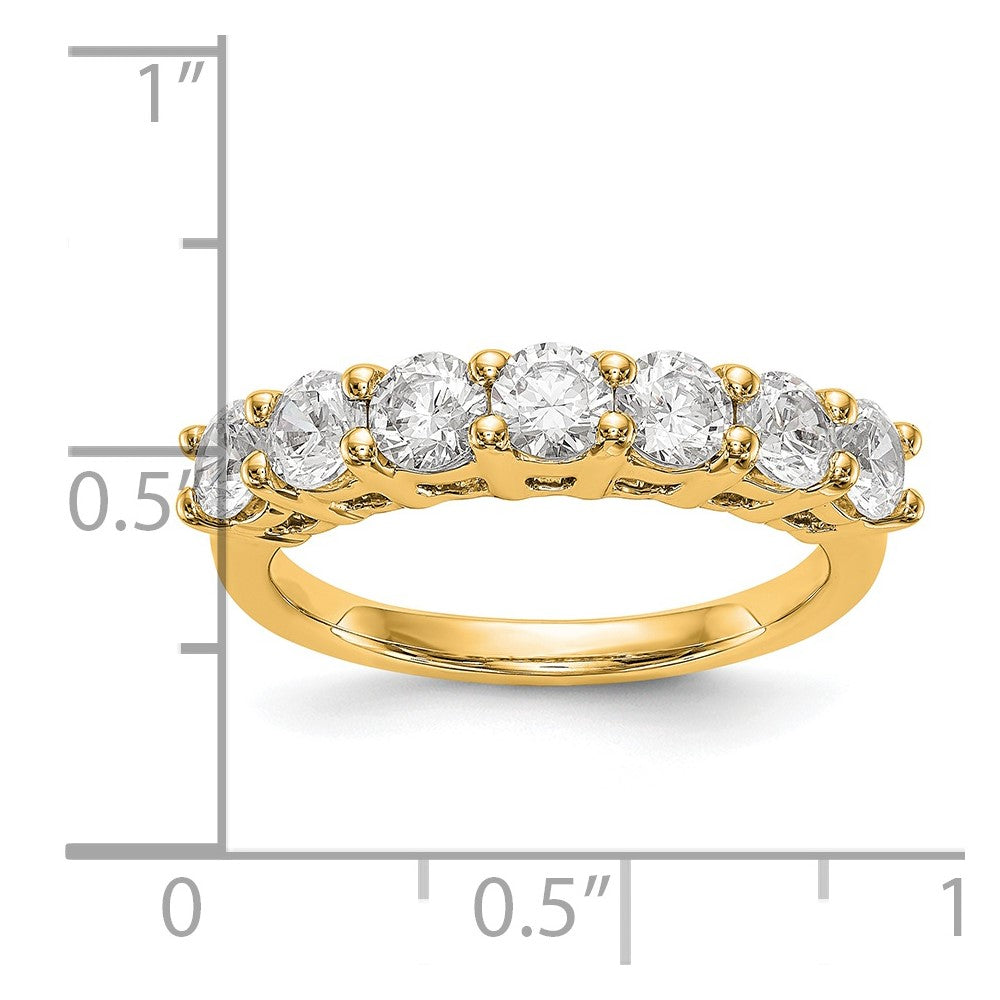 0.80ct. CZ Solid Real 14K Yellow Gold 7-Stone Wedding Band Ring