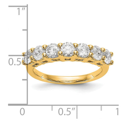 0.80ct. CZ Solid Real 14K Yellow Gold 7-Stone Wedding Band Ring
