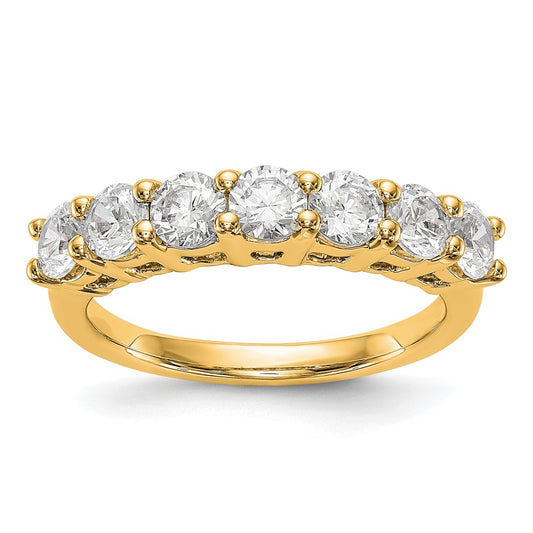 0.80ct. CZ Solid Real 14K Yellow Gold 7-Stone Wedding Band Ring