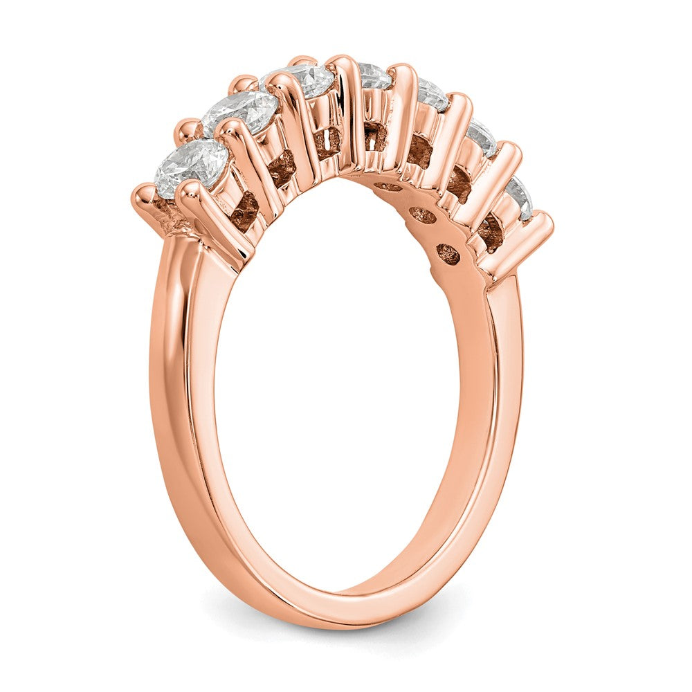 1.05ct. CZ Solid Real 14K Rose Gold 7-Stone Wedding Band Ring