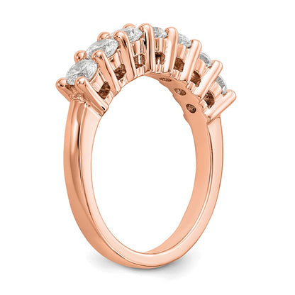 1.05ct. CZ Solid Real 14K Rose Gold 7-Stone Wedding Band Ring
