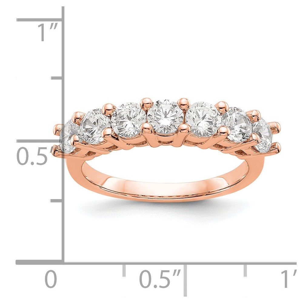 1.05ct. CZ Solid Real 14K Rose Gold 7-Stone Wedding Band Ring