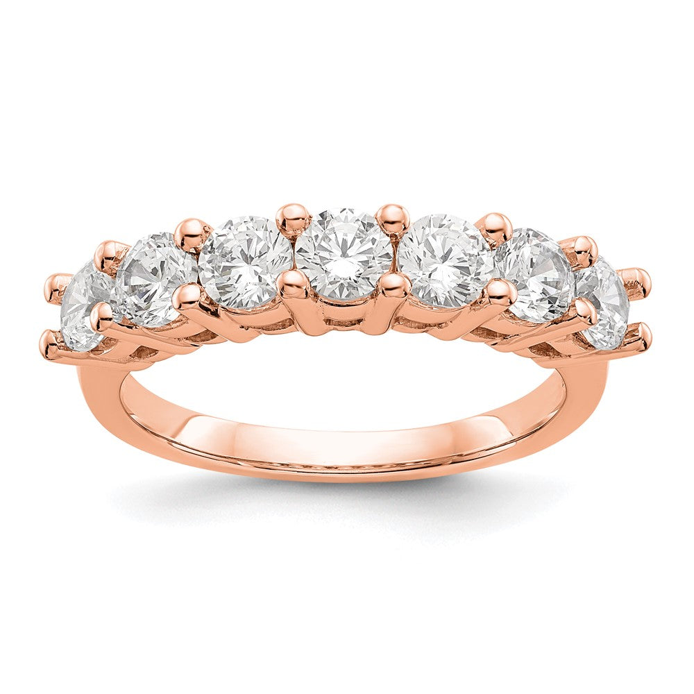 1.05ct. CZ Solid Real 14K Rose Gold 7-Stone Wedding Band Ring