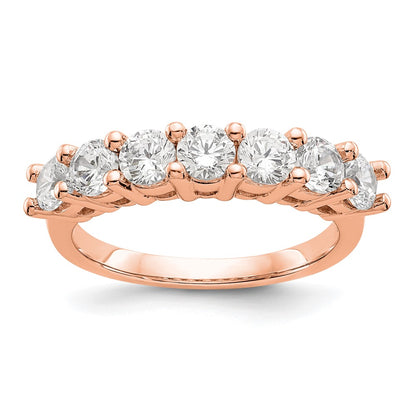 1.05ct. CZ Solid Real 14K Rose Gold 7-Stone Wedding Band Ring