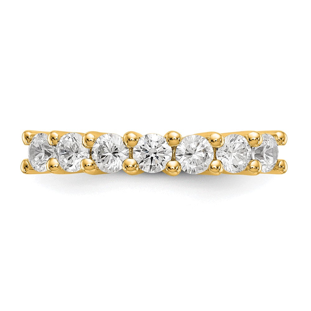 1.05ct. CZ Solid Real 14K Yellow Gold 7-Stone Wedding Band Ring