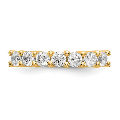 1.05ct. CZ Solid Real 14K Yellow Gold 7-Stone Wedding Band Ring