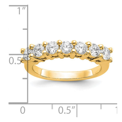 1.05ct. CZ Solid Real 14K Yellow Gold 7-Stone Wedding Band Ring