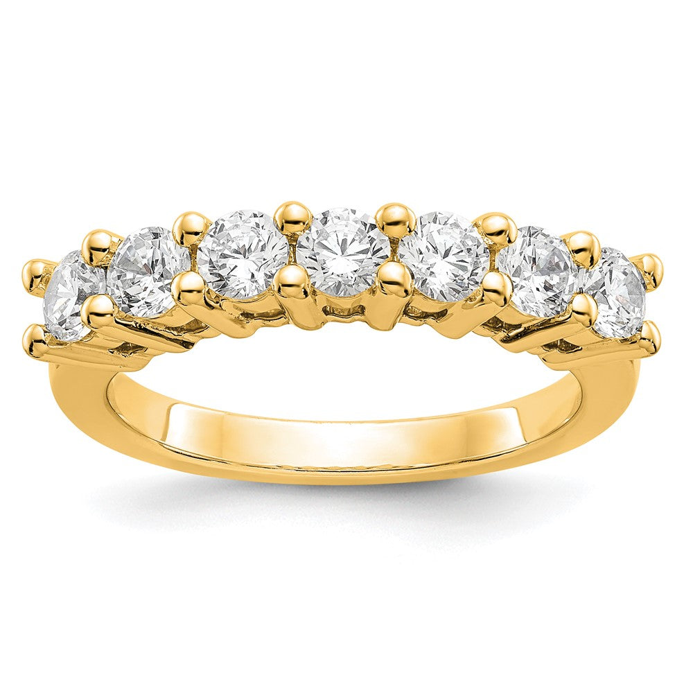 1.05ct. CZ Solid Real 14K Yellow Gold 7-Stone Wedding Band Ring