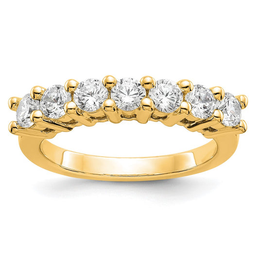 1.05ct. CZ Solid Real 14K Yellow Gold 7-Stone Wedding Band Ring
