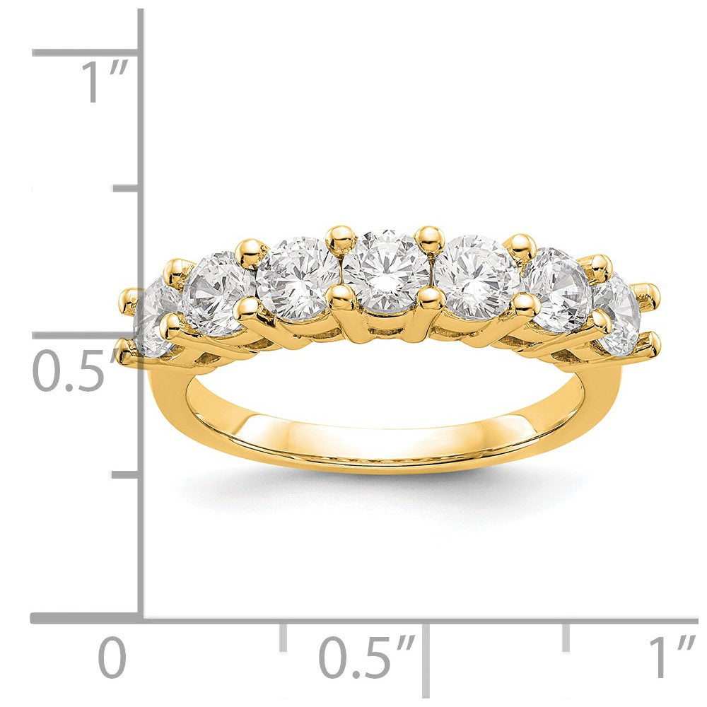 1.40ct. CZ Solid Real 14K Yellow Gold 7-Stone Wedding Band Ring
