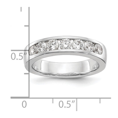 14K White Gold 7-Stone Real Diamond Channel Band