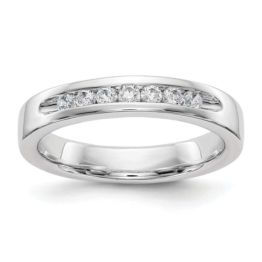 14k White Gold 7-Stone 1/4 carat Round Diamond Complete Channel Band