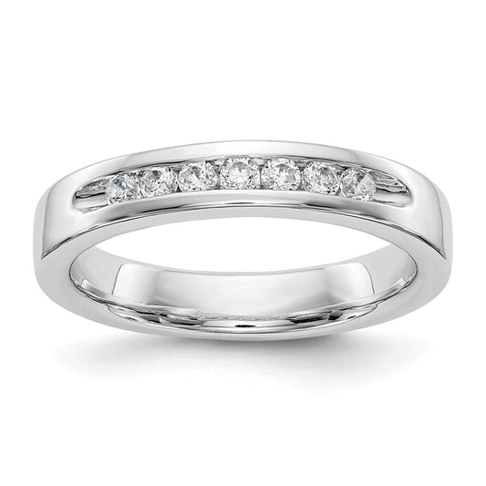 14k White Gold 7-Stone 1/4 carat Round Diamond Complete Channel Band