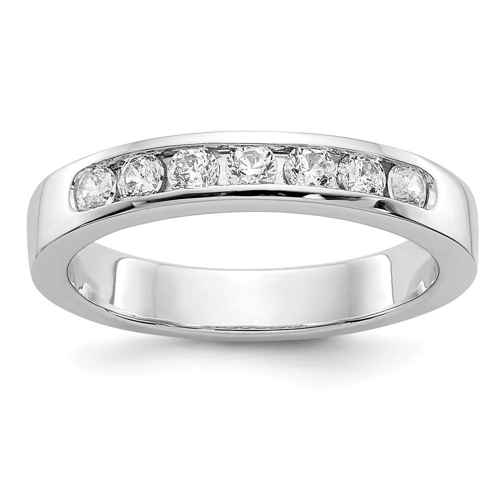 14K White Gold 7-Stone Real Diamond Channel Band