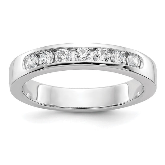 14K White Gold 7-Stone Real Diamond Channel Band