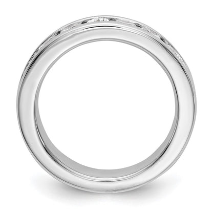 14K White Gold 7-Stone Real Diamond Channel Band