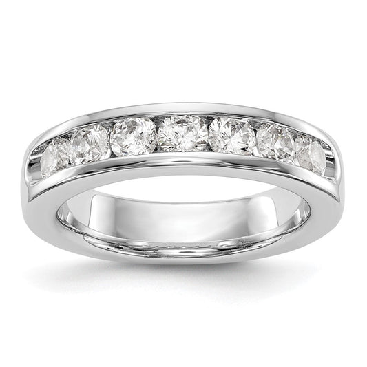 14K White Gold 7-Stone Real Diamond Channel Band