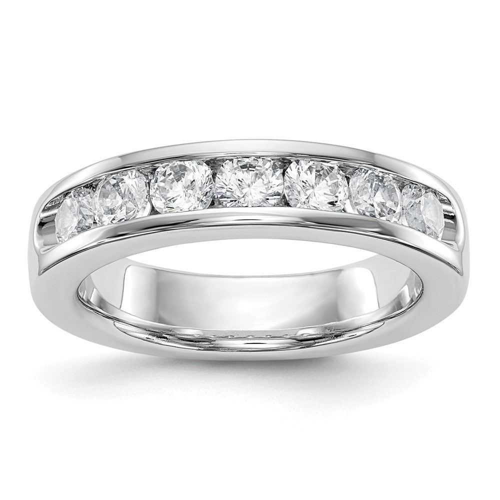 14K White Gold 7-Stone Real Diamond Channel Band