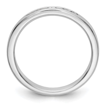 14K White Gold 7 Stone 1/8 Carat Round Diamond Complete Channel Band