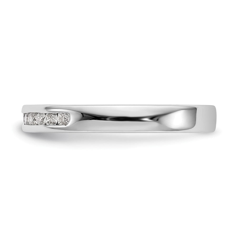 14K White Gold 7 Stone 1/8 Carat Round Diamond Complete Channel Band
