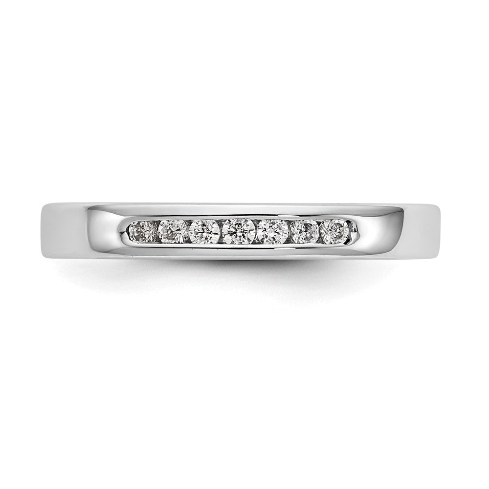 14K White Gold 7 Stone 1/8 Carat Round Diamond Complete Channel Band