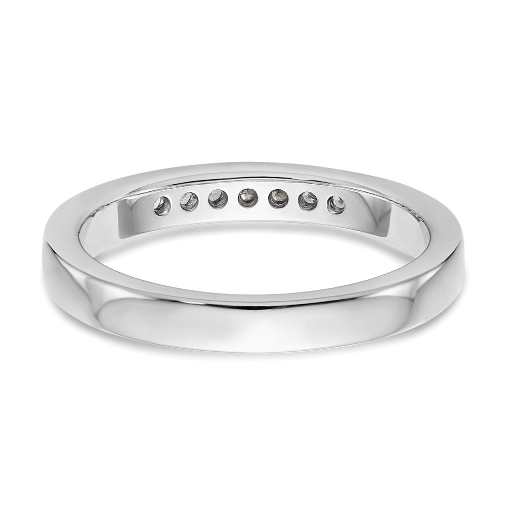 14K White Gold 7 Stone 1/8 Carat Round Diamond Complete Channel Band