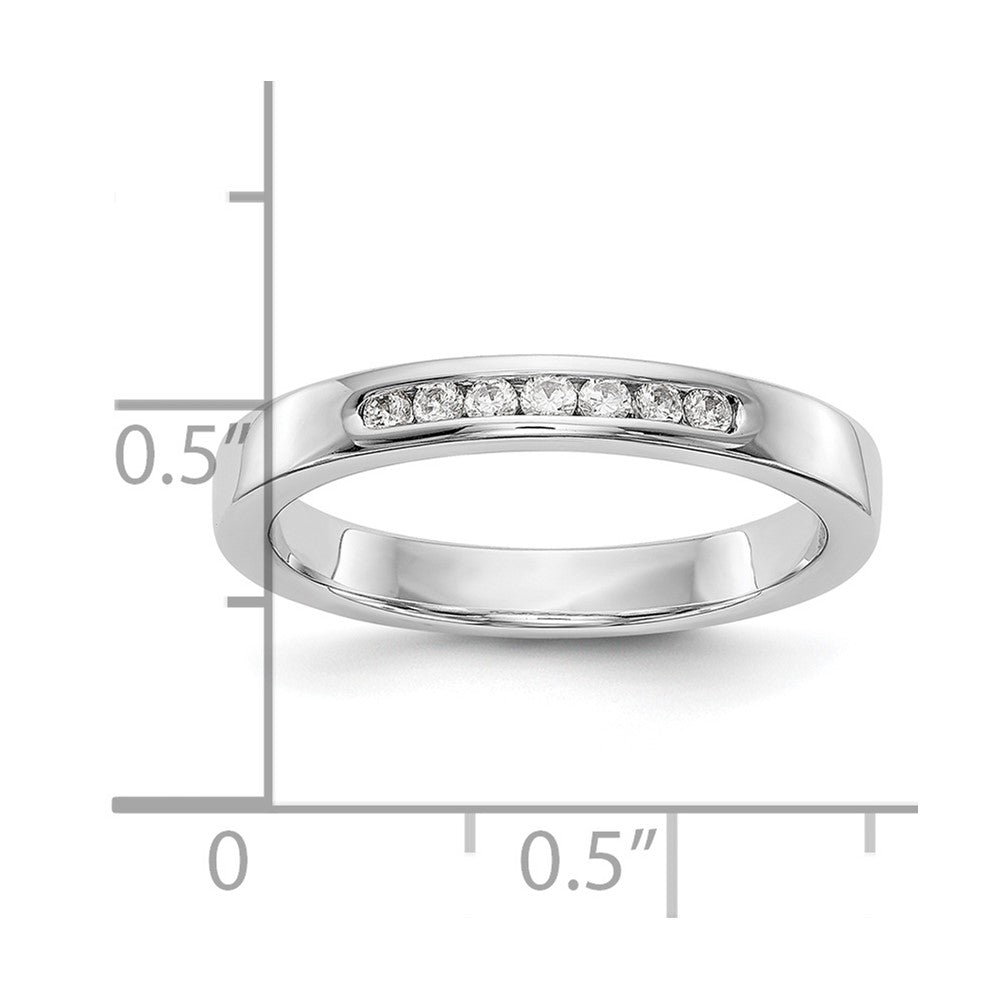 14K White Gold 7 Stone 1/8 Carat Round Diamond Complete Channel Band