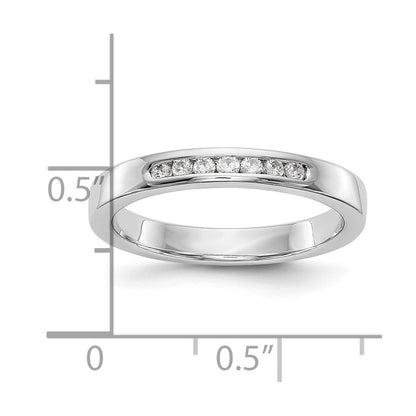 14K White Gold 7 Stone 1/8 Carat Round Diamond Complete Channel Band