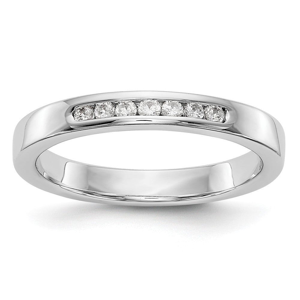 14K White Gold 7 Stone 1/8 Carat Round Diamond Complete Channel Band