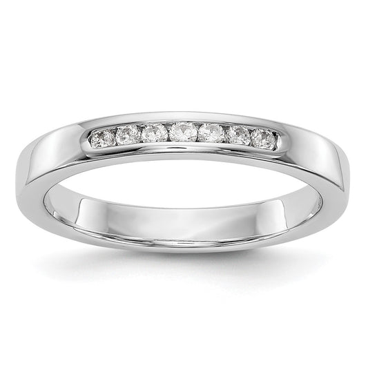 14K White Gold 7 Stone 1/8 Carat Round Diamond Complete Channel Band
