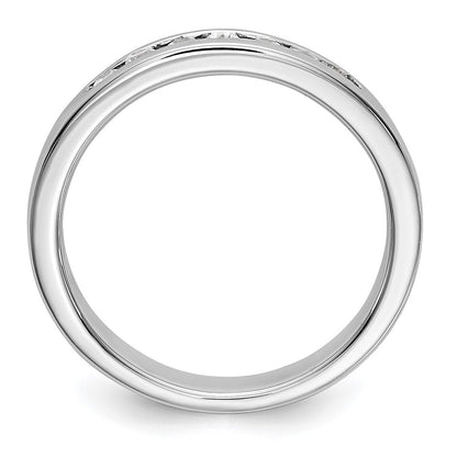 14K White Gold 7-Stone Real Diamond Channel Band