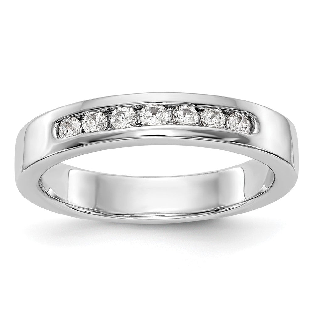 14K White Gold 7-Stone Real Diamond Channel Band