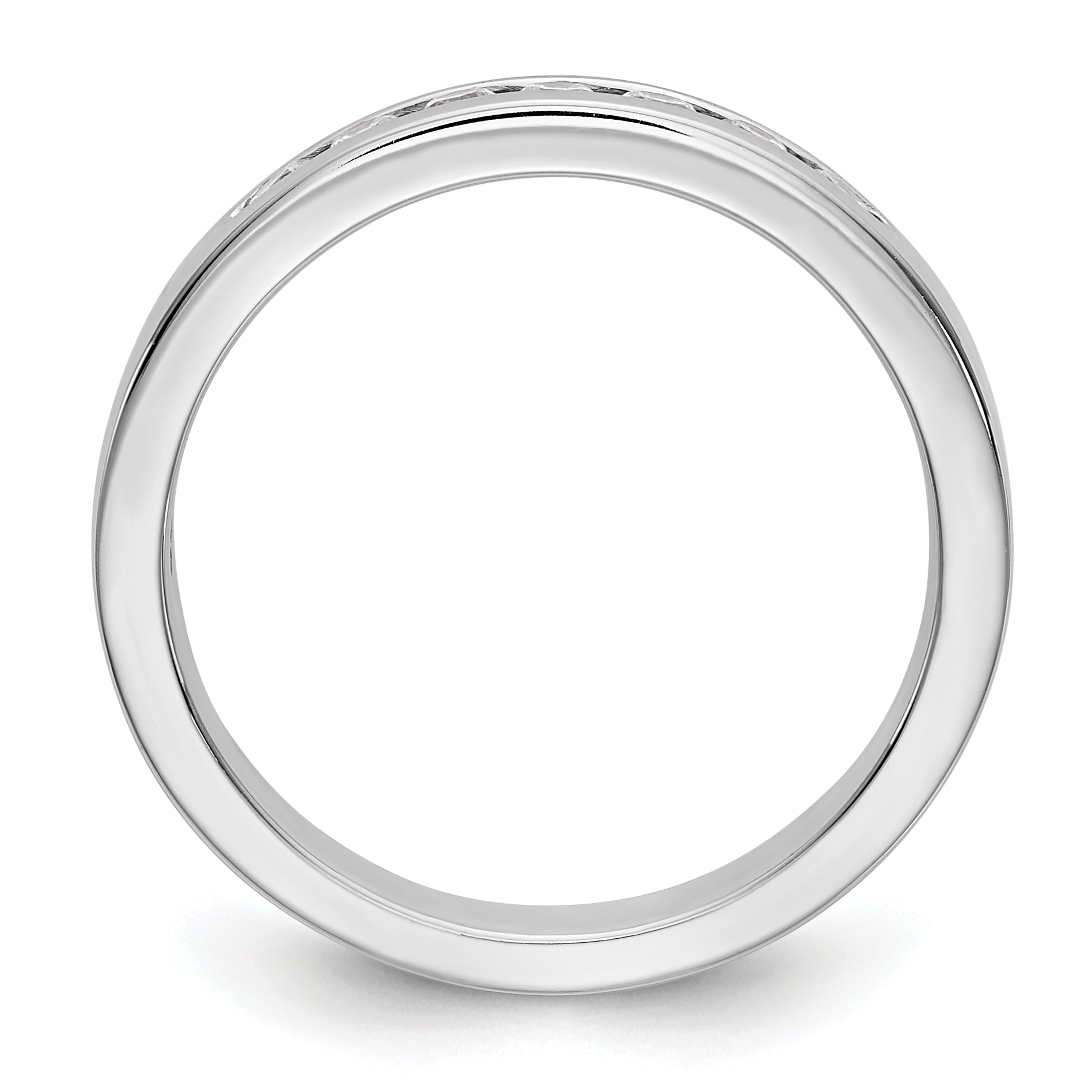 14K White Gold 7 Stone 1/4 Carat Round Diamond Complete Channel Band