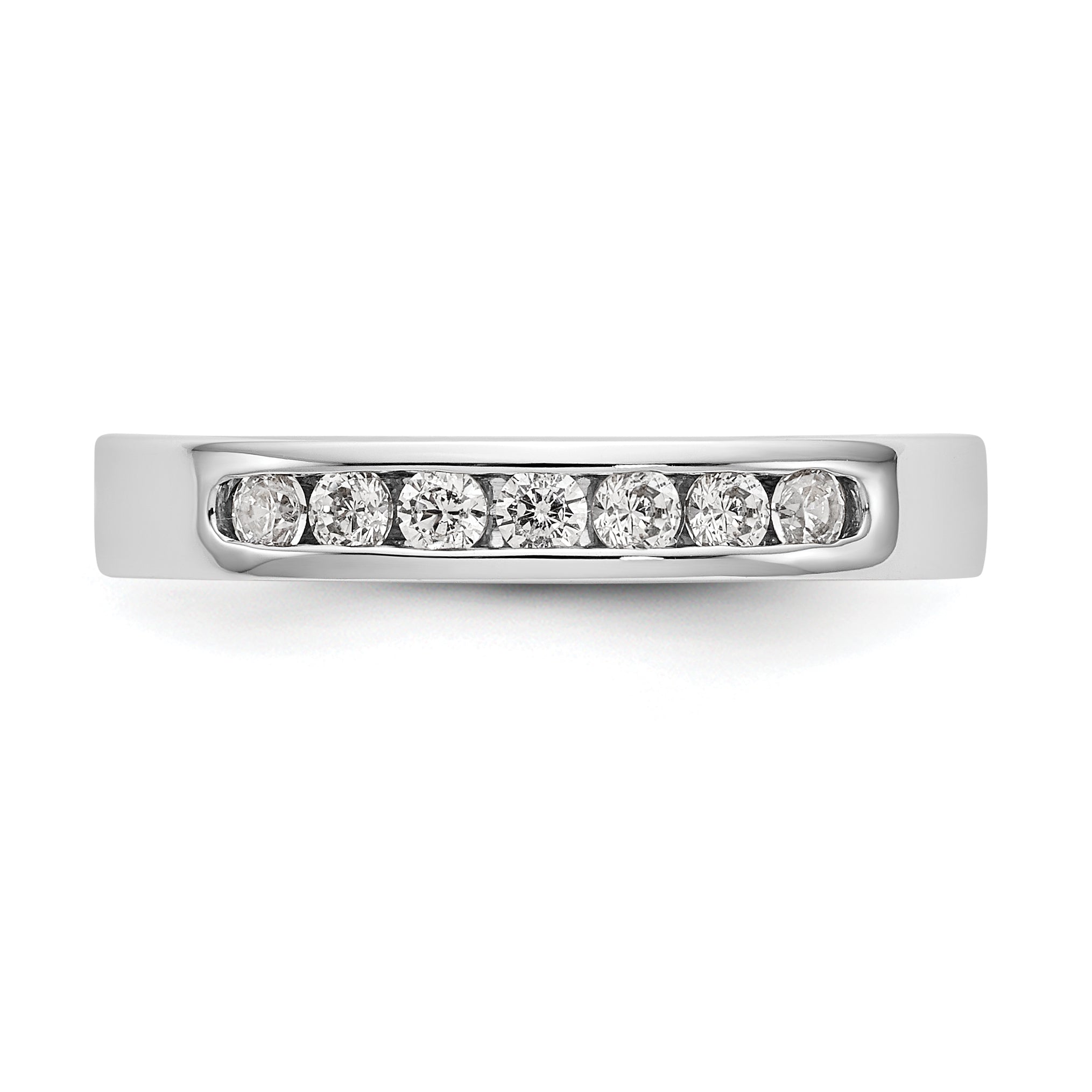 14K White Gold 7 Stone 1/4 Carat Round Diamond Complete Channel Band