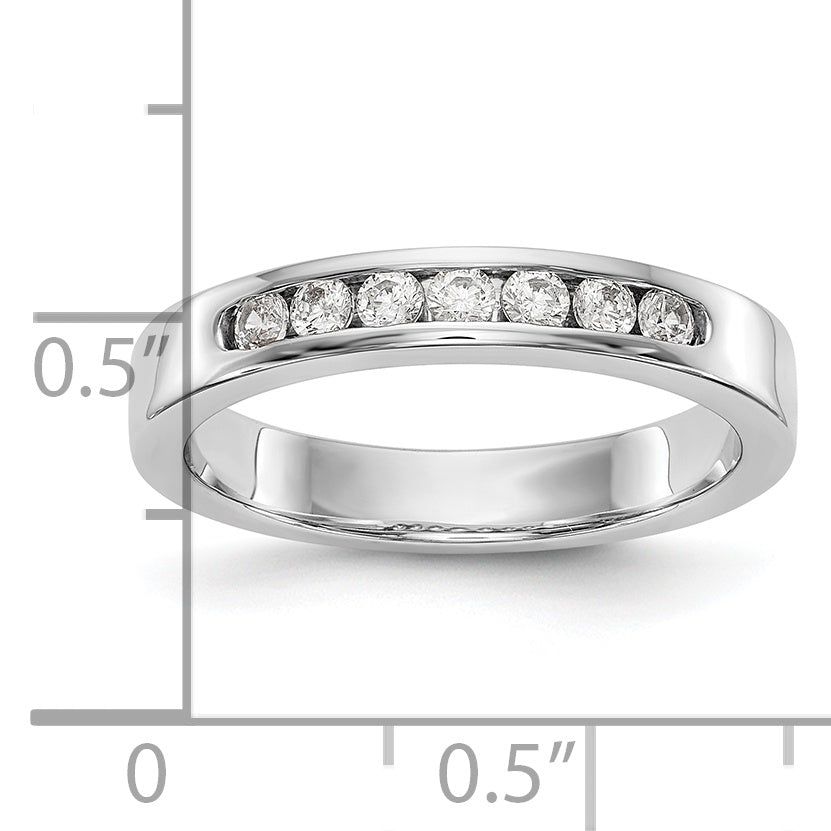 14K White Gold 7 Stone 1/4 Carat Round Diamond Complete Channel Band