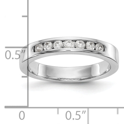 14K White Gold 7 Stone 1/4 Carat Round Diamond Complete Channel Band