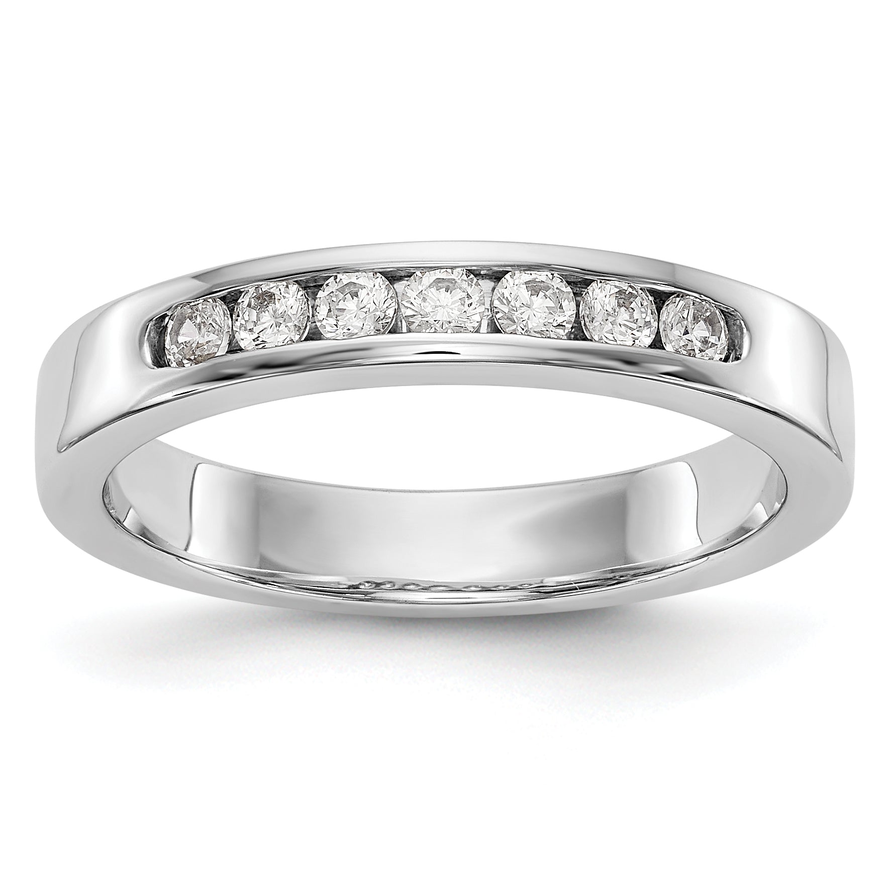 14K White Gold 7 Stone 1/4 Carat Round Diamond Complete Channel Band