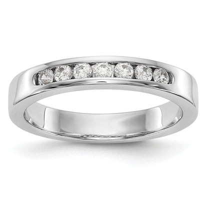 14K White Gold 7 Stone 1/4 Carat Round Diamond Complete Channel Band