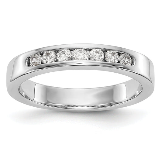14K White Gold 7 Stone 1/4 Carat Round Diamond Complete Channel Band