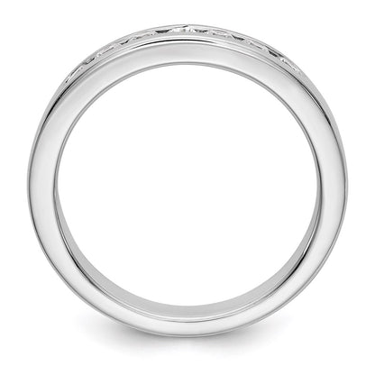14K White Gold 7 Stone 1/3 Carat Round Diamond Complete Channel Band